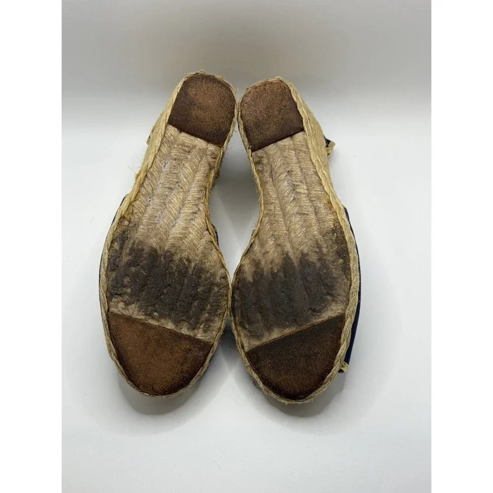 Rare Ralph Lauren Claudia Shoe Canvas Wedge Sandals Coastal Chic Womens Size 8B